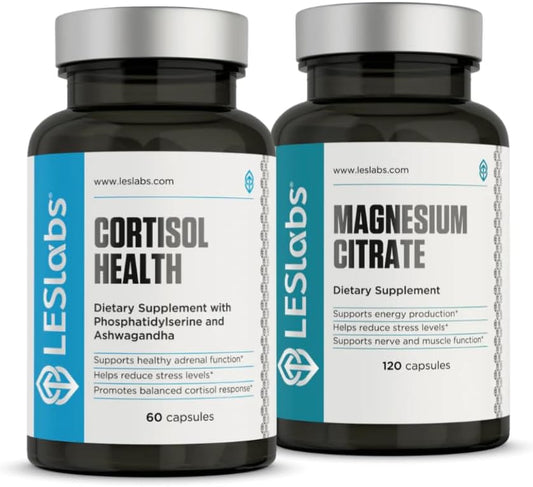 LES Labs Cortisol Manager and Magnesium Bundle for Relaxation and Sleep Support
