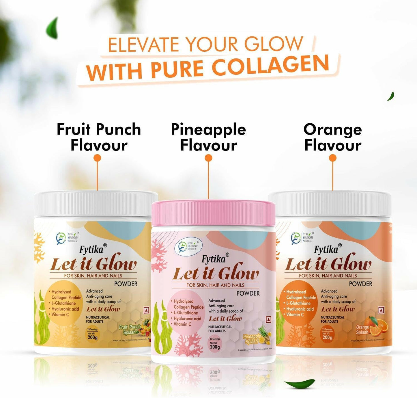 Let It Glow Collagen Supplement with L-Glutathione, Vitamin C, and Sesbania Agati Extract for Healthy Skin, Hair, and Nails - Pineapple Flavor (1 Pack)