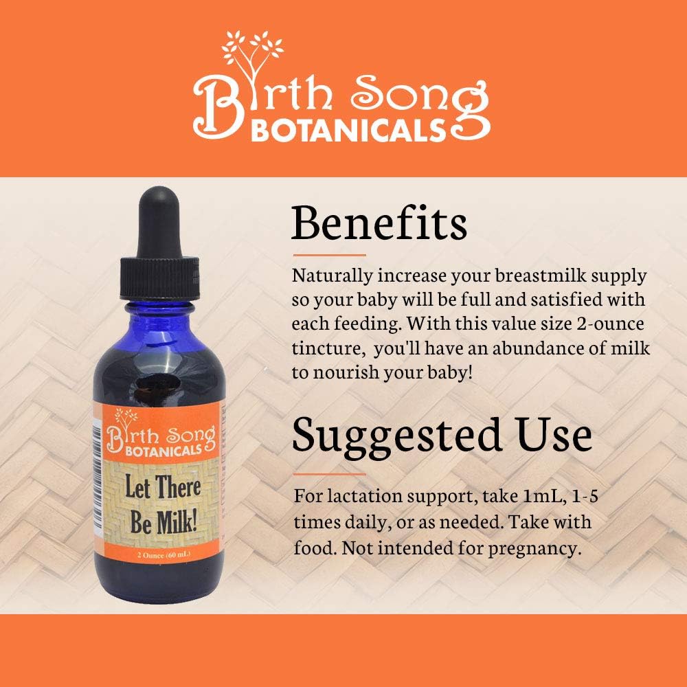 Let There Be Milk! Herbal Breastfeeding Tincture for Lactating Moms - Fenugreek & Goat's Rue, Alcohol-Free, 2oz