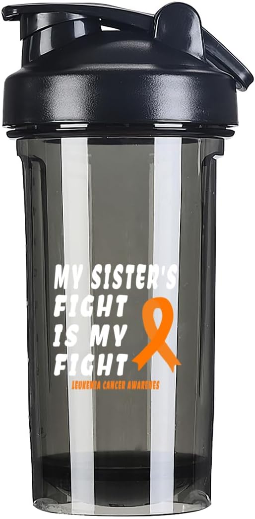 Leukemia Cancer Awareness 18oz Shaker Bottle for Protein Shakes - Leak-proof Meal Replacement Bottle in Black - 500ml