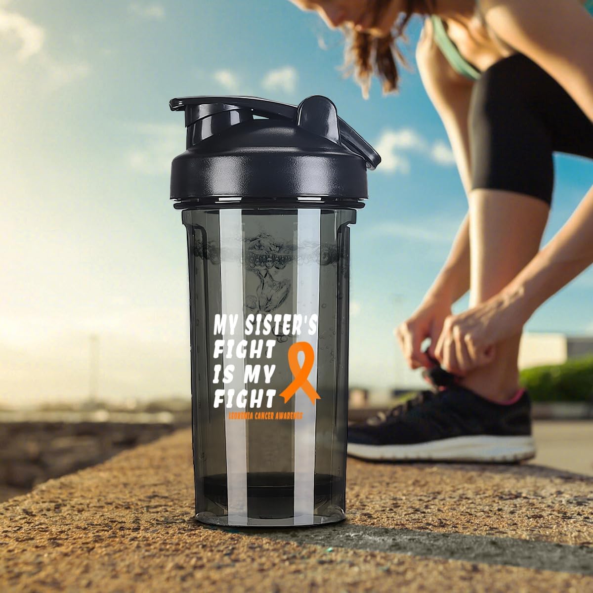 Leukemia Cancer Awareness 18oz Shaker Bottle for Protein Shakes - Leak-proof Meal Replacement Bottle in Black - 500ml