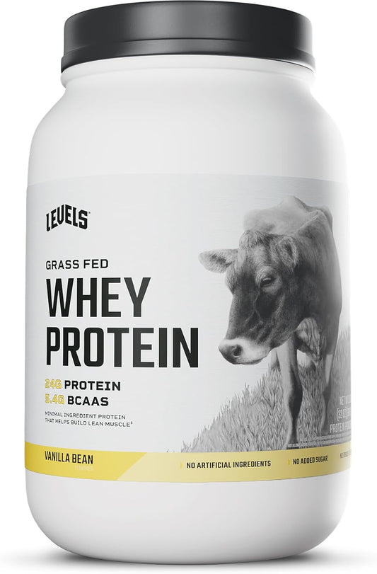 Levels Nutrition Grass-Fed Whey Protein Powder, 24g Protein, Vanilla Bean Flavor, 2LB - No Artificial Ingredients