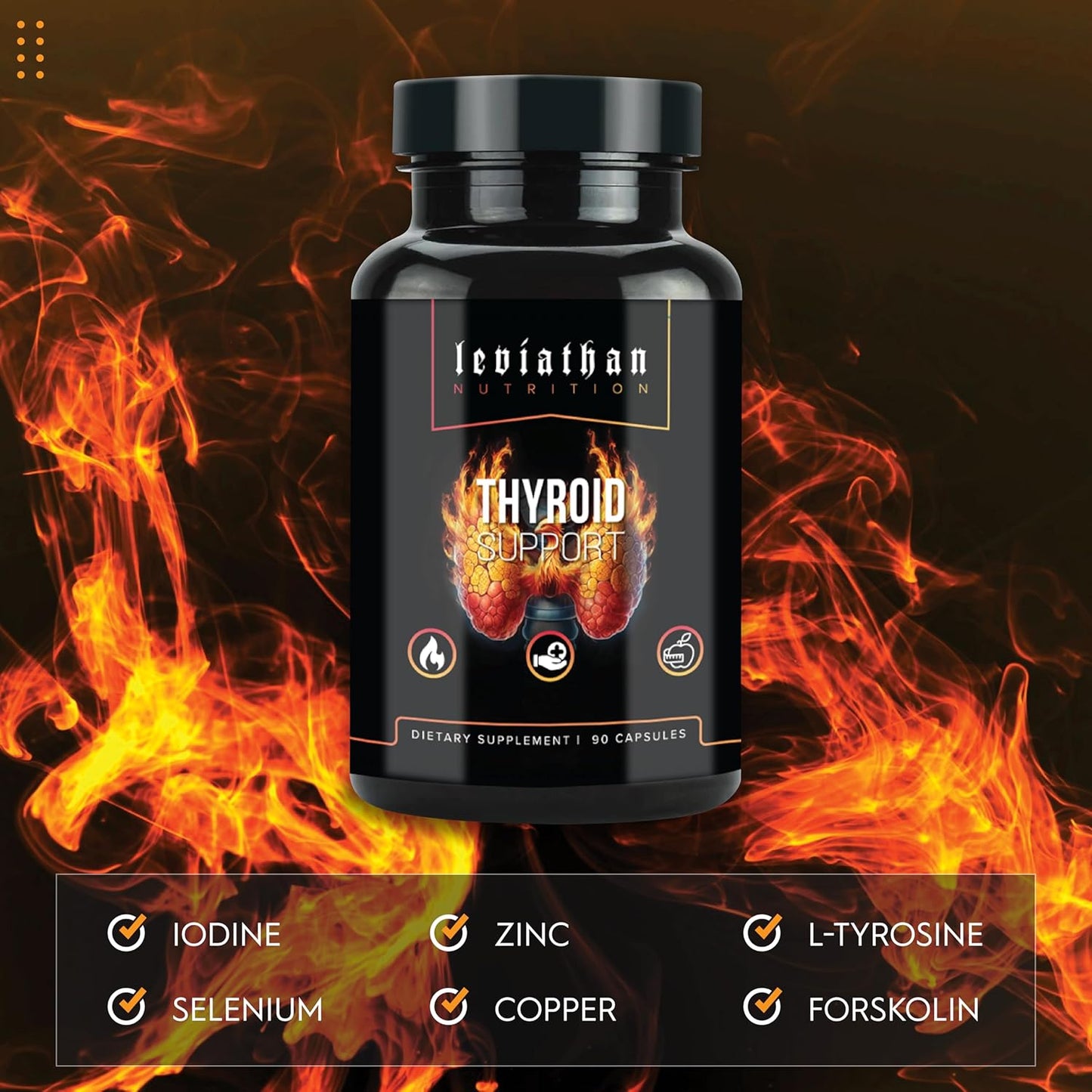 Leviathan Thyroid Support - Energy Supplement with Iodine, Selenium, Zinc, Manganese - for Men and Women