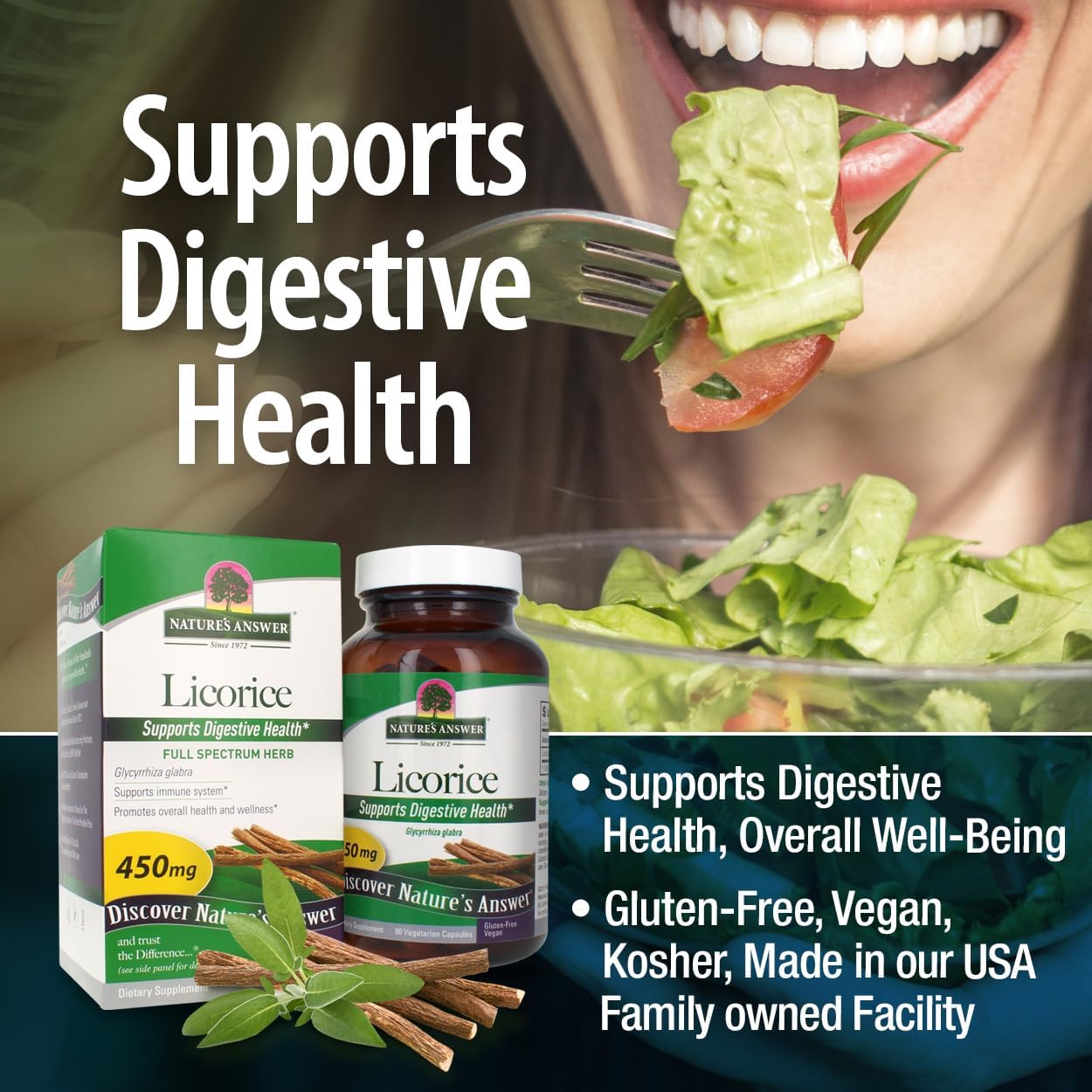 Licorice Root Capsules for Digestive, Immune, Respiratory, and Skin Support - 90 Capsules, Vegetarian, Vegan, Gluten Free, Kosher