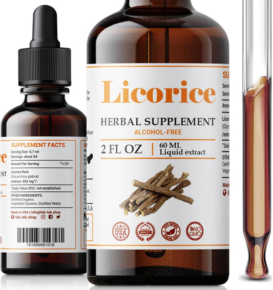 Licorice Root Extract Supplement for Immune Support and Digestive Health - Non-GMO Herbal Supplement for Respiratory Health and Fatigue - 2 Fl Oz Bottle