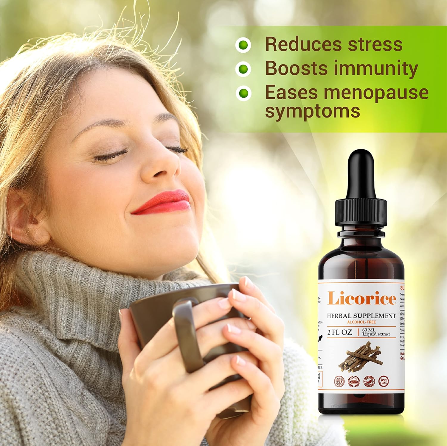 Licorice Root Extract Supplement for Immune Support and Digestive Health - Non-GMO Herbal Supplement for Respiratory Health and Fatigue - 2 Fl Oz Bottle
