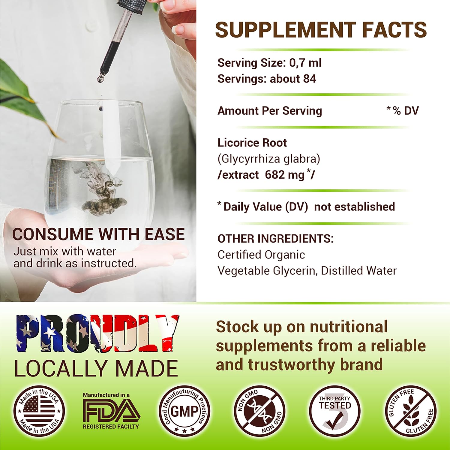 Licorice Root Extract Supplement for Immune Support and Digestive Health - Non-GMO Herbal Supplement for Respiratory Health and Fatigue - 2 Fl Oz Bottle