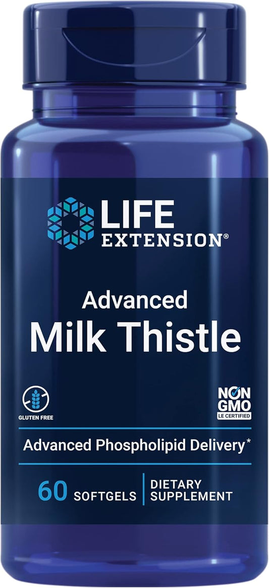 Life Extension Advanced Milk Thistle Softgels for Healthy Liver Function, Gluten-Free, Non-GMO - 60 Count