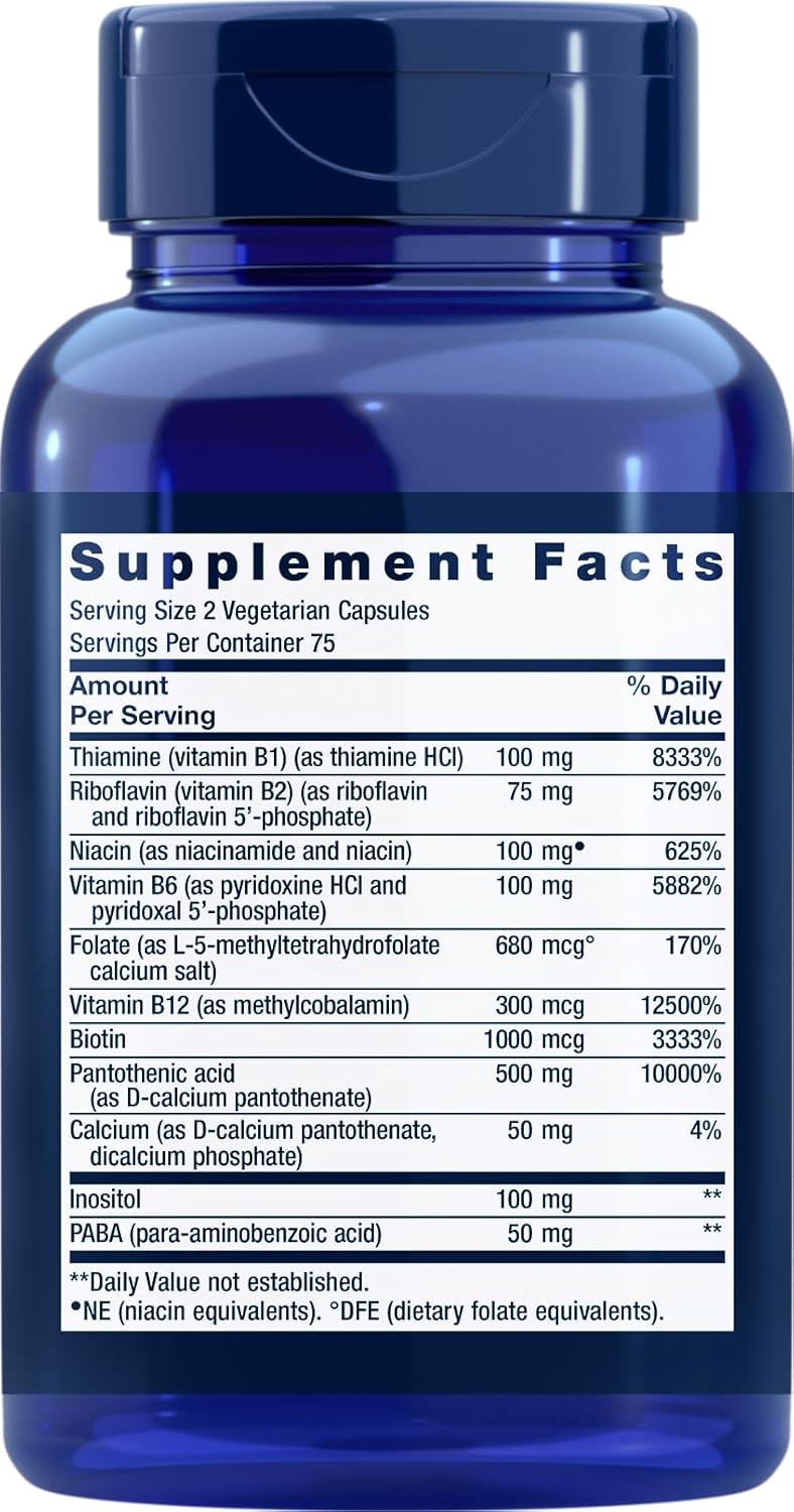 Life Extension BioActive Complete B-Complex, 300 Veg Caps for Energy and Wellness Support