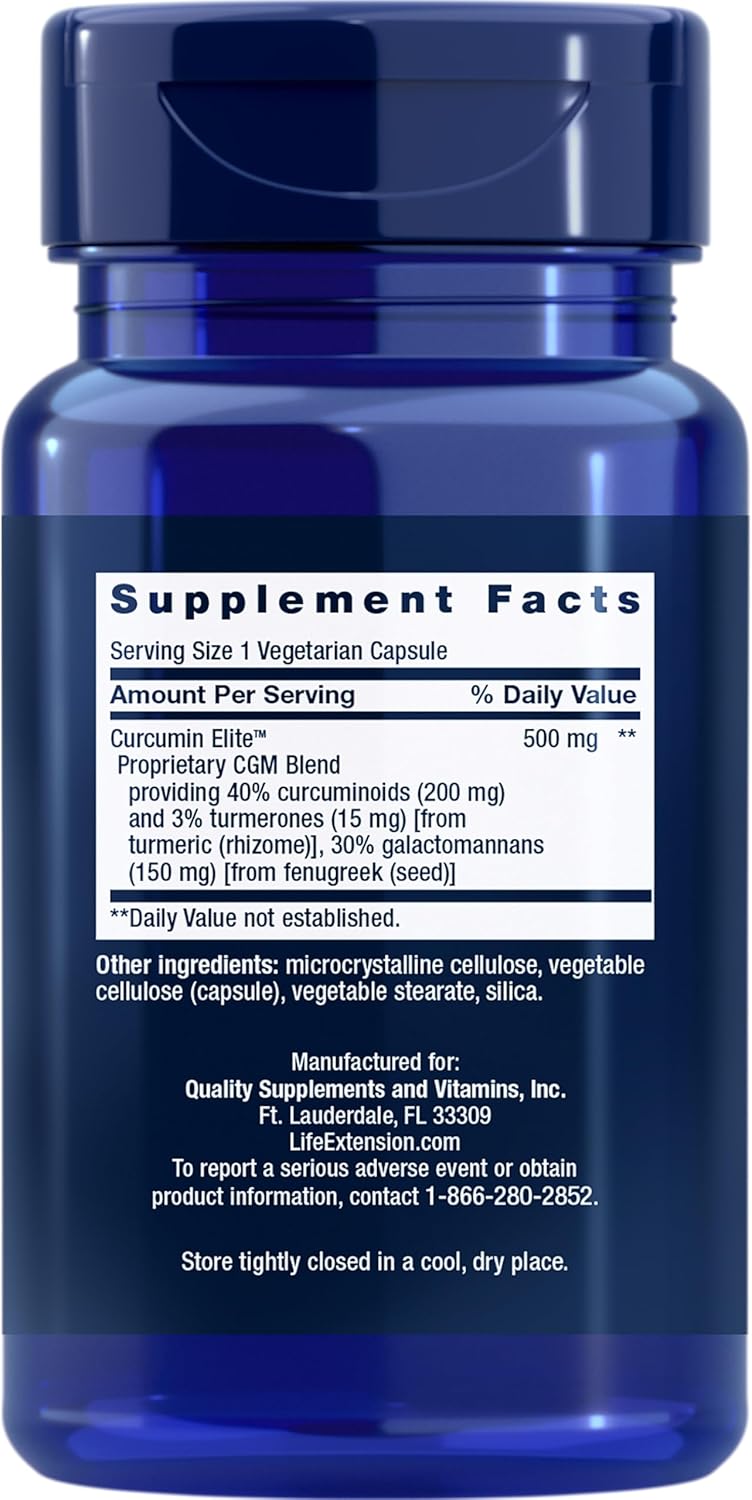 Life Extension Curcumin Elite Turmeric Extract - Supports Inflammatory, Immune, and Heart Health - 60 Capsules, 2 Month Supply
