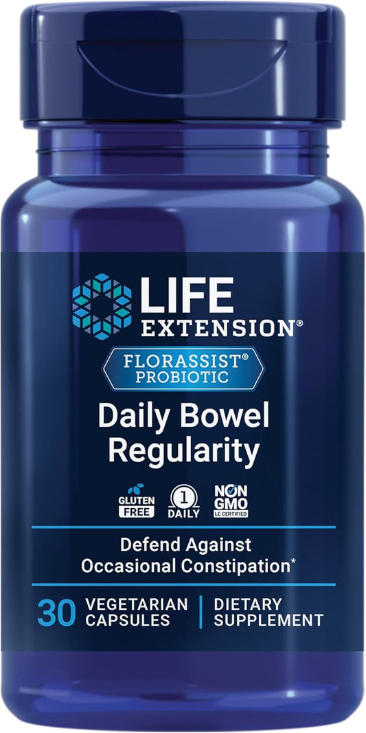 Life Extension FLORASSIST Daily Bowel Regularity Capsules - 30 Vegetarian Capsules for Gut Health and Digestive Support