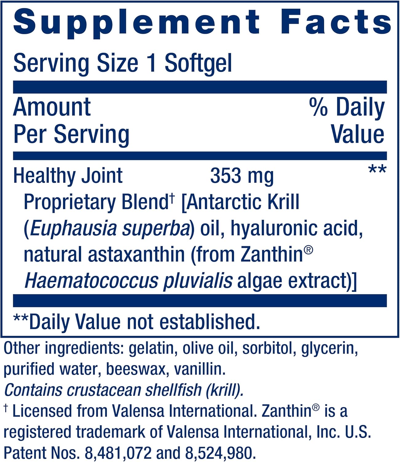 Life Extension Krill Healthy Joint Formula with Astaxanthin & Hyaluronic Acid - 30 Softgels, Gluten-Free & Non-GMO
