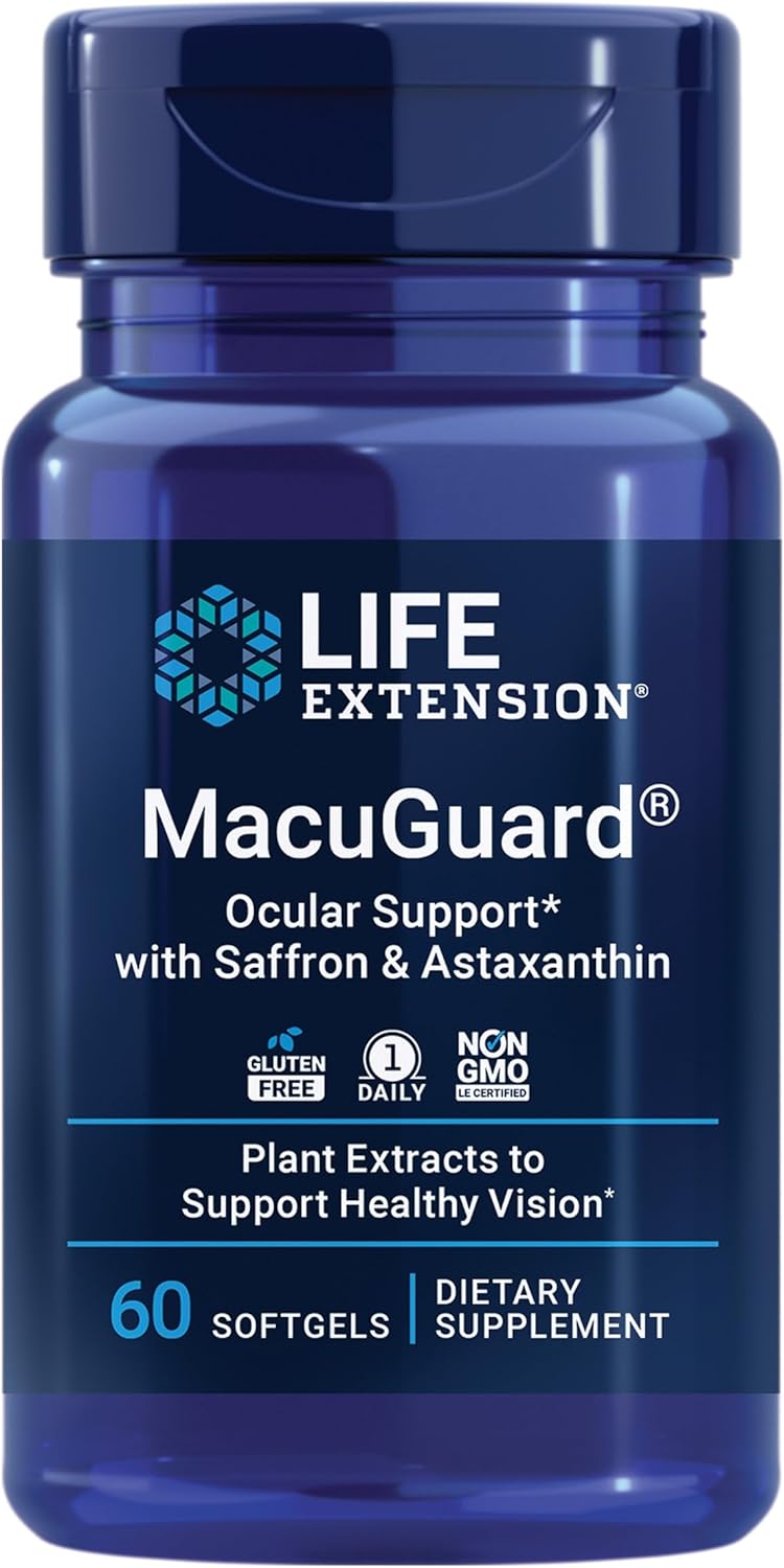 Life Extension MacuGuard Ocular Support with Saffron & Astaxanthin - Eye Health Supplement for Healthy Vision - 60 Softgels