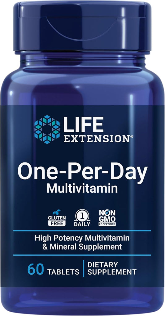 Life Extension One-Per-Day Multivitamin with 25+ Vitamins, Minerals, & Plant Extracts - Quercetin, 5-MTHF Folate - 60 Tablets, Non-GMO, Gluten-Free