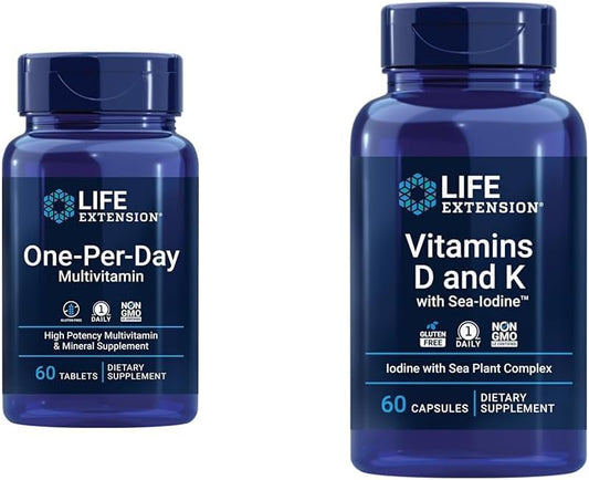 Life Extension One-Per-Day Multivitamin with Over 25 Essential Nutrients, Including Vitamins D, K, and Iodine