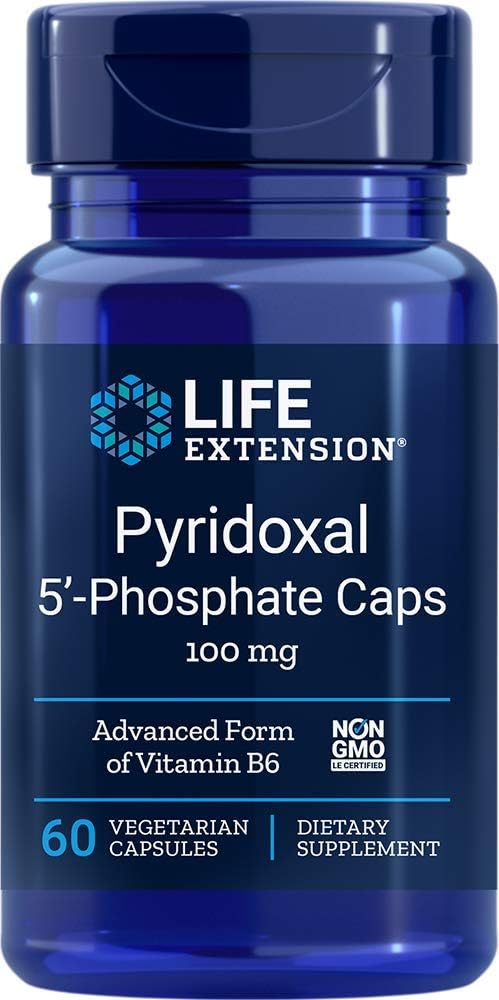 Life Extension Pyridoxal 5-Phosphate 100 Mg Capsules - 60 Count Bottle, Vegetarian Formula for Extended Health Benefits