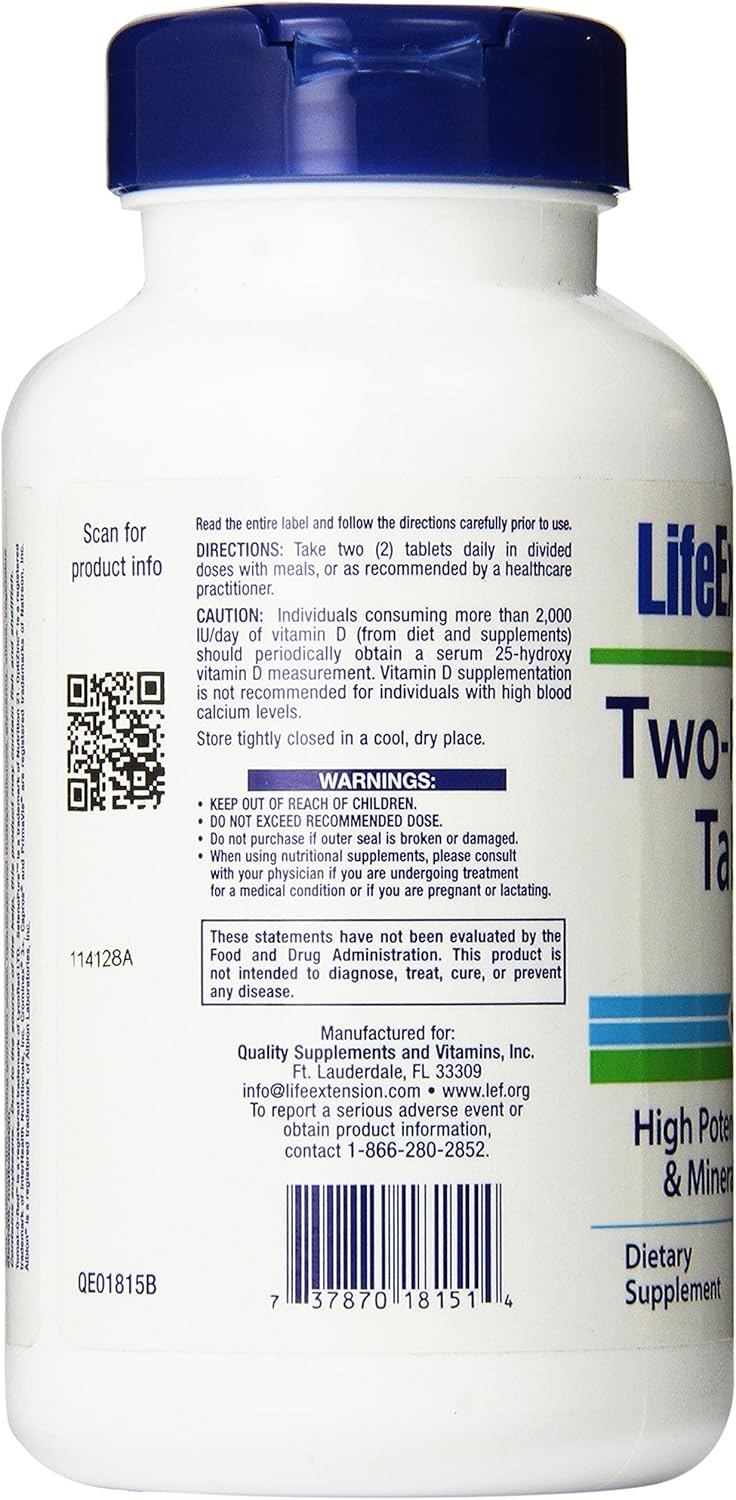Life Extension Two Per Day Supplement - 120 Tablets for Daily Health & Wellness