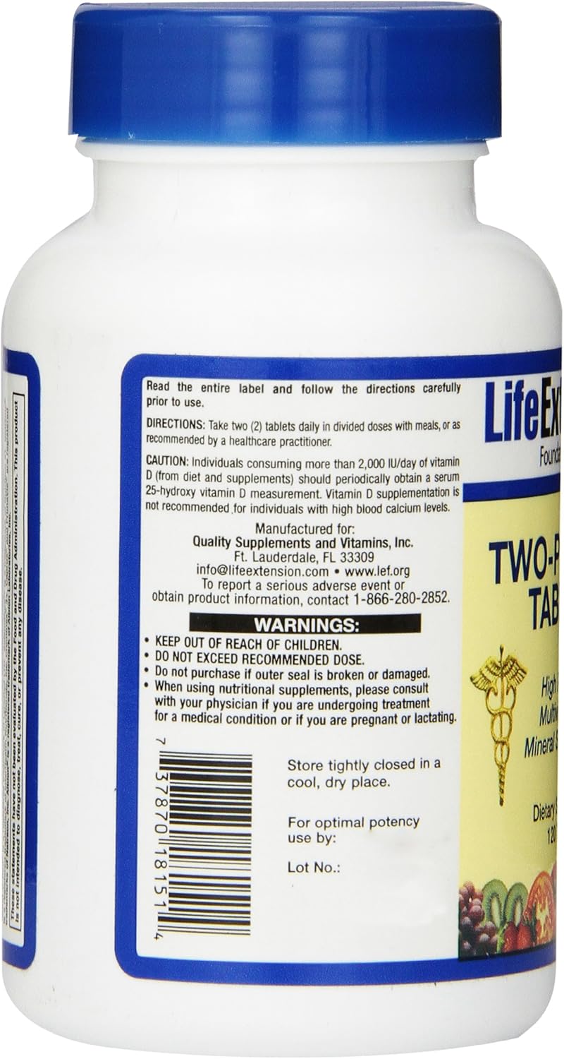 Life Extension Two Per Day Supplement - 120 Tablets for Daily Health & Wellness