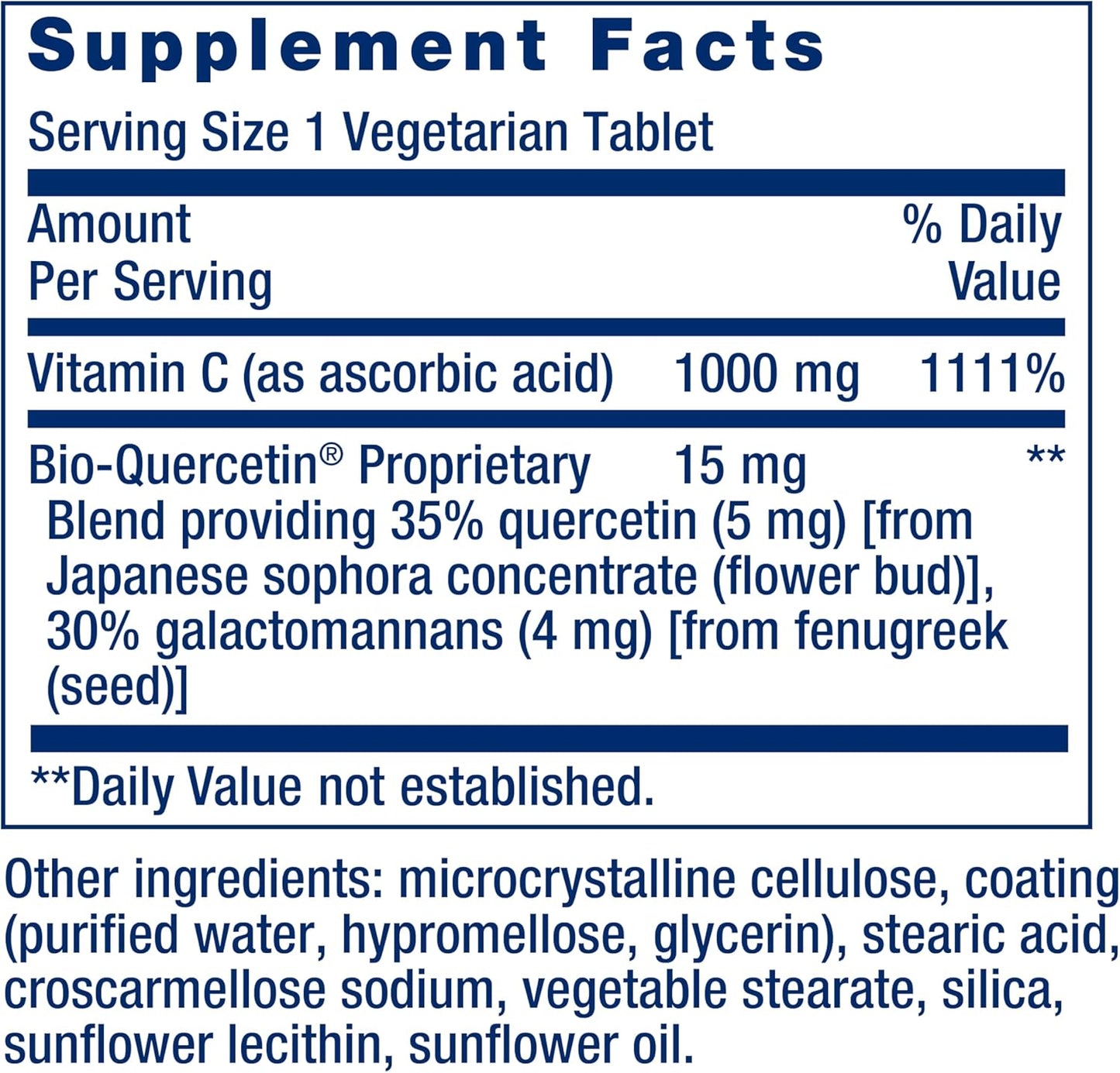 Life Extension Vitamin C & Bio-Quercetin Phytosome Immune Support Supplement - 250 Vegetarian Tablets