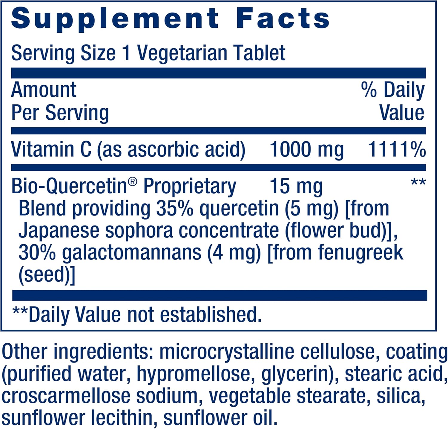Life Extension Vitamin C & Bio-Quercetin Phytosome Immune Support Supplement - 250 Vegetarian Tablets