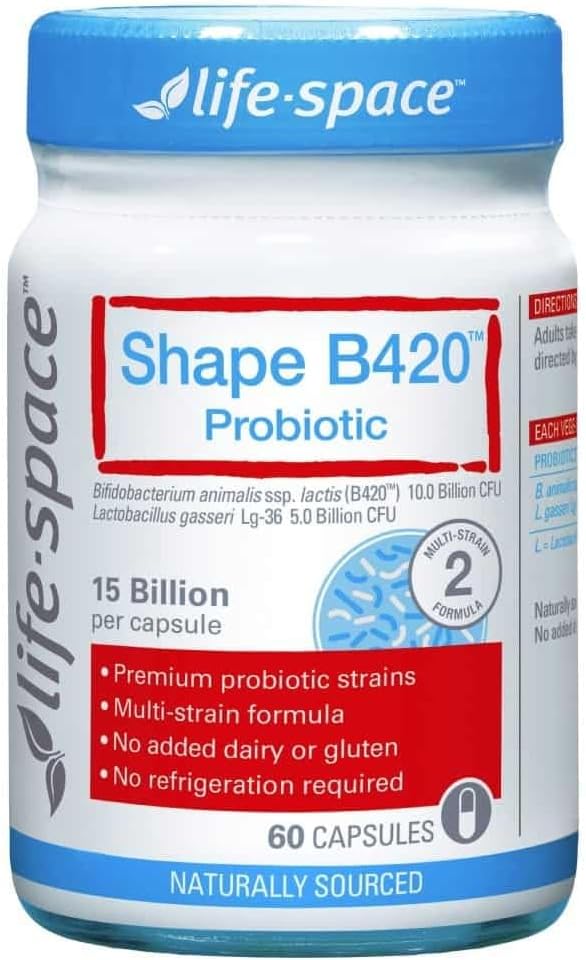 Life-Space Shape B420 Probiotic Capsules - 60 Count - Supports Gut Health and Digestive Balance