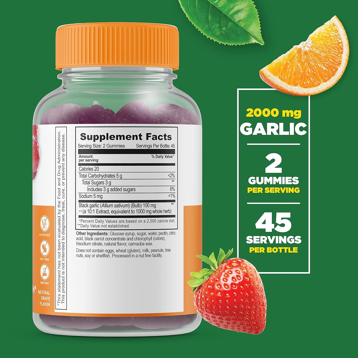 Lifeable Garlic 1000mg + Magnesium, Gummies Bundle - Great Tasting, Vitamin Supplement, Gluten Free, GMO Free, Chewable Gummy