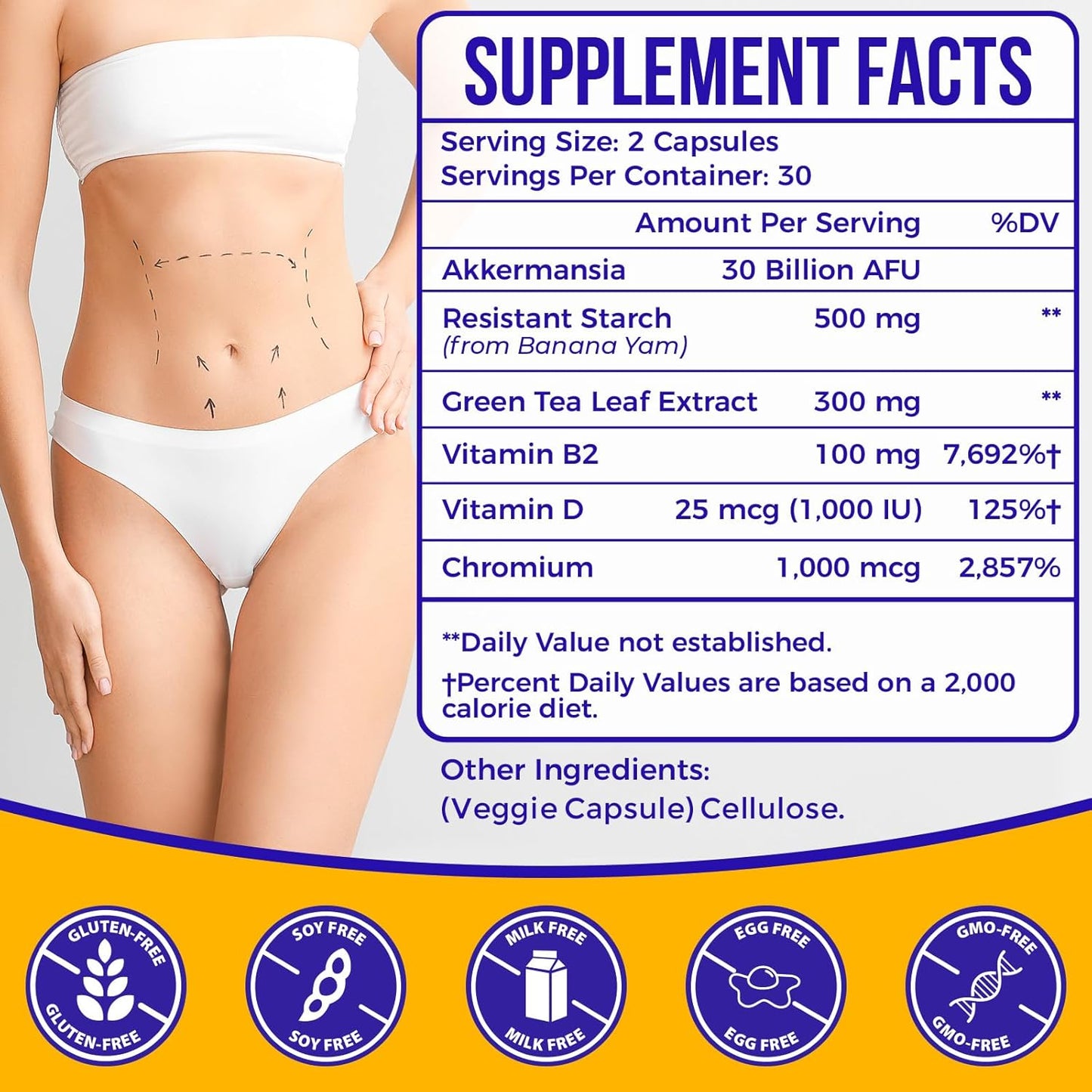 Lifeatlas GLP-1 Probiotic Supplement with 300 Billion AFU Akkermansia - Natural Support for GLP-1 Levels in Women and Men - 300 Capsules