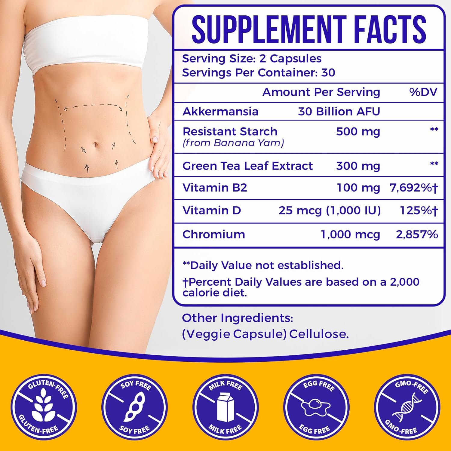 Lifeatlas GLP-1 Probiotic Supplement with 300 Billion AFU Akkermansia - Natural Support for GLP-1 Levels in Women and Men - 300 Capsules