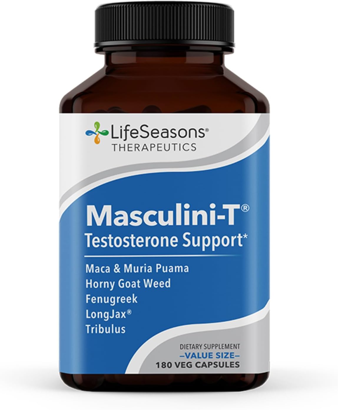 LifeSeasons Masculini-T: Testosterone Support for Mental & Physical Performance, Erectile Function, Libido - 180 Capsules