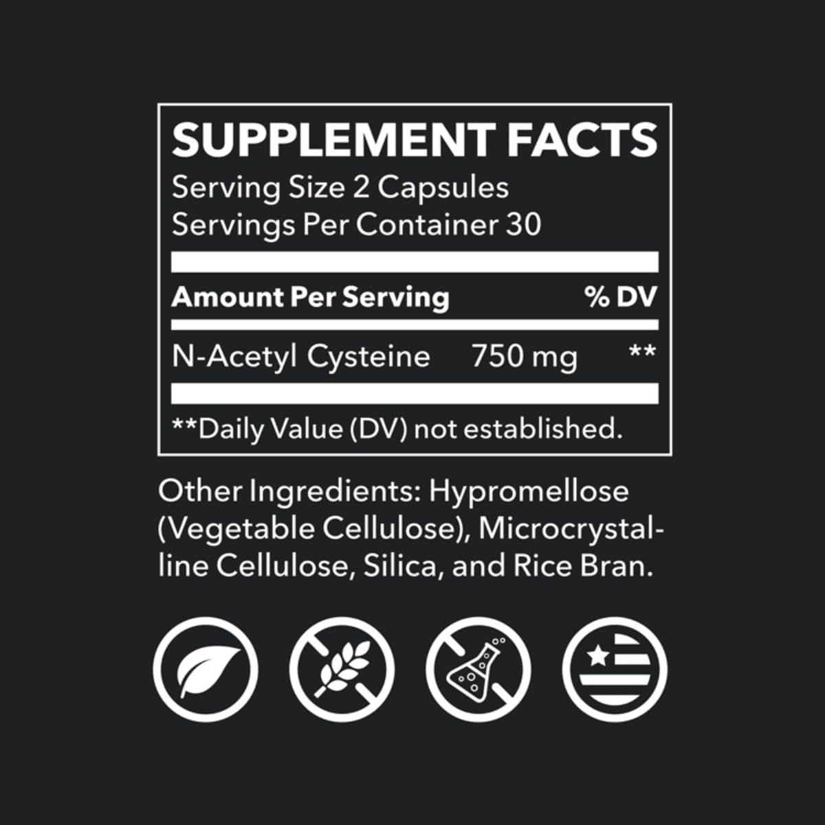 LifeSeasons N-Acetyl Cysteine (NAC) Capsules - Supports Brain, Liver, Heart, Immune Function - Detox & Immunity Boost - 60 ct.