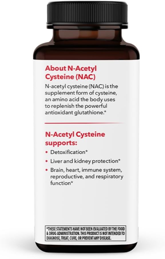 LifeSeasons N-Acetyl Cysteine (NAC) Capsules - Supports Brain, Liver, Heart, Immune Function - Detox & Immunity Boost - 60 ct.