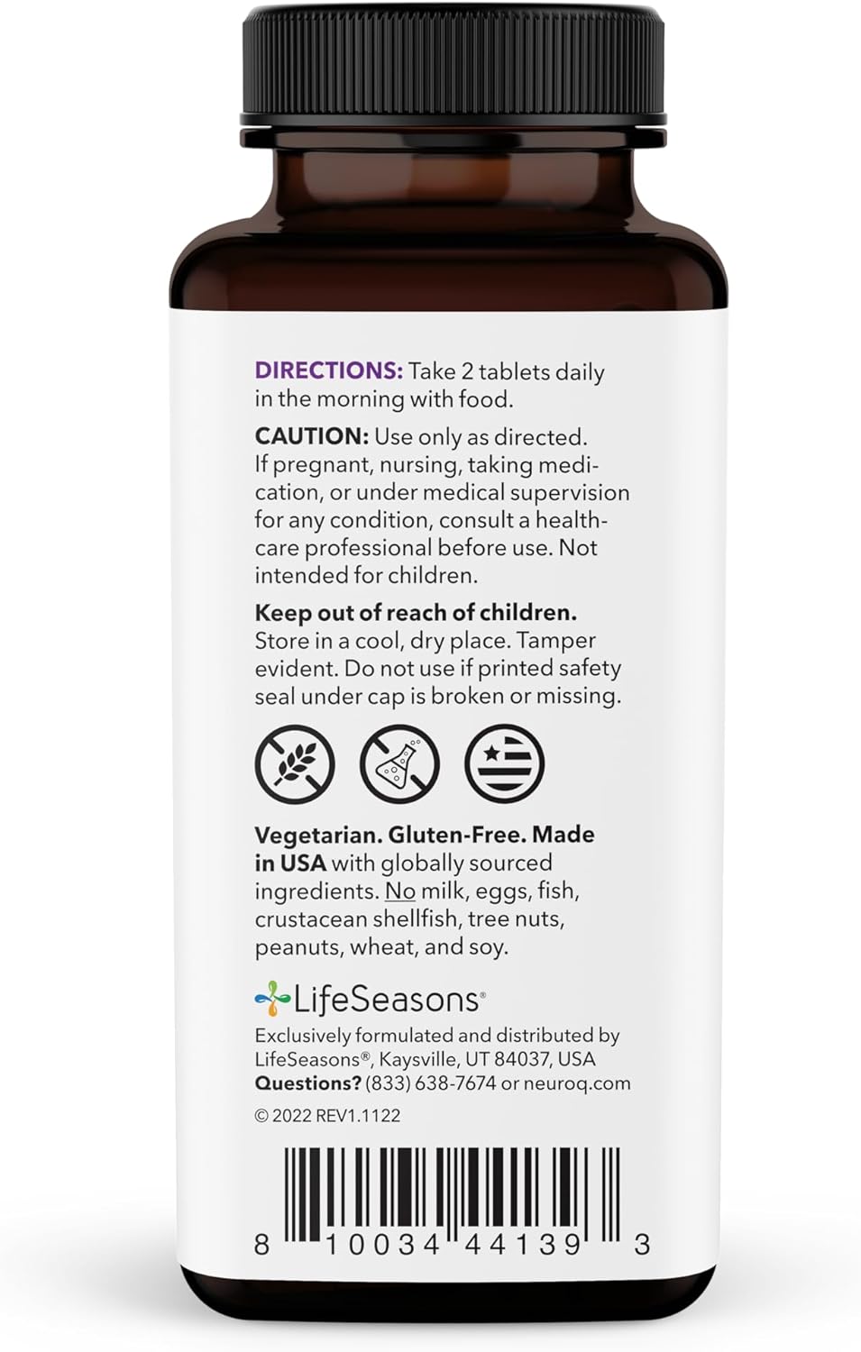 LifeSeasons NeuroQ Daily Essentials Multivitamin for Mental Performance & Wellness - Memory & Focus Support - B-Complex, Vitamin D, Folate, CoQ10, Pantothenic Acid - 60 Capsules