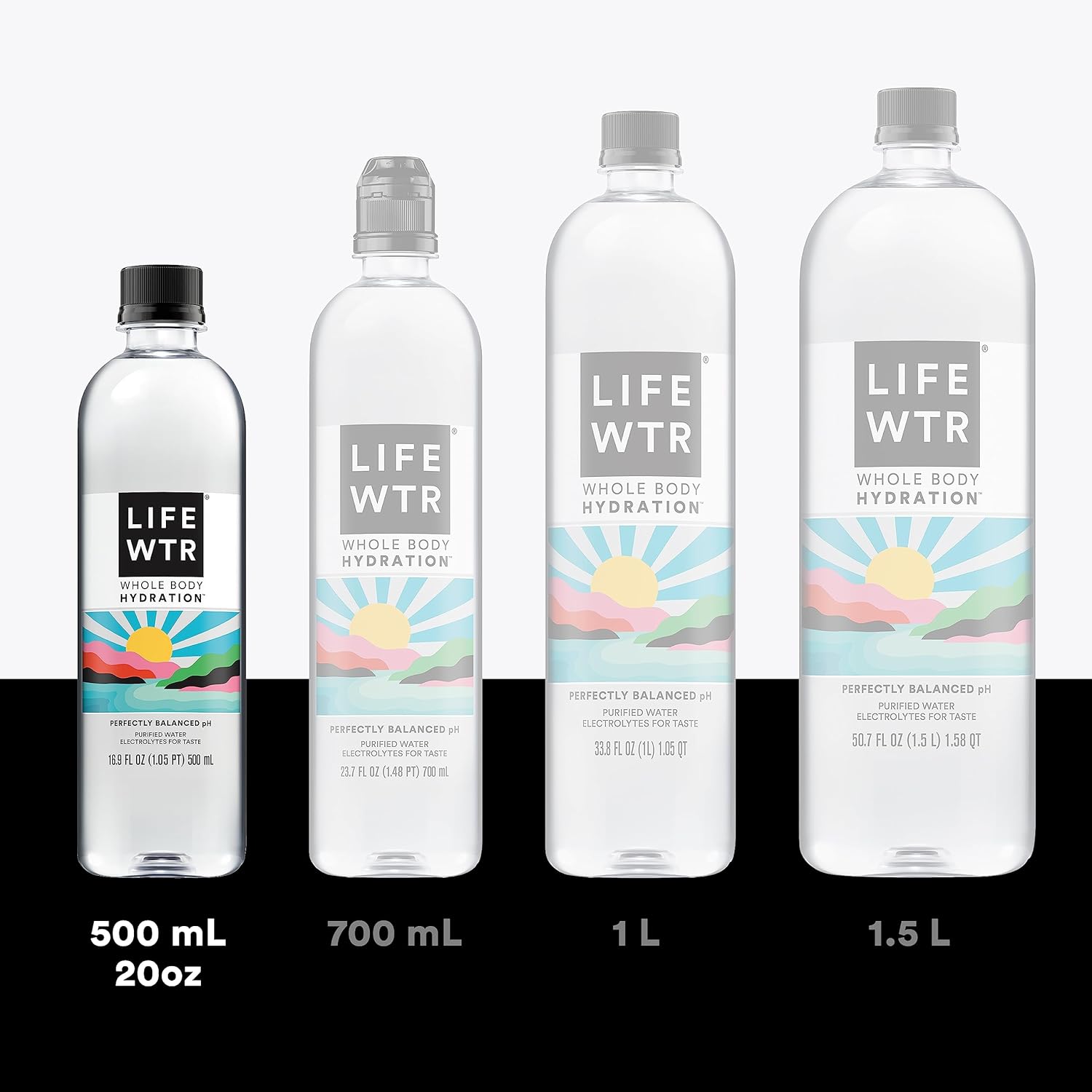 LIFEWTR Premium Purified Water with Electrolytes, pH Balanced, 100% Recycled Plastic, 16.9 Fl Oz (500ml) Bottles - Pack of 12