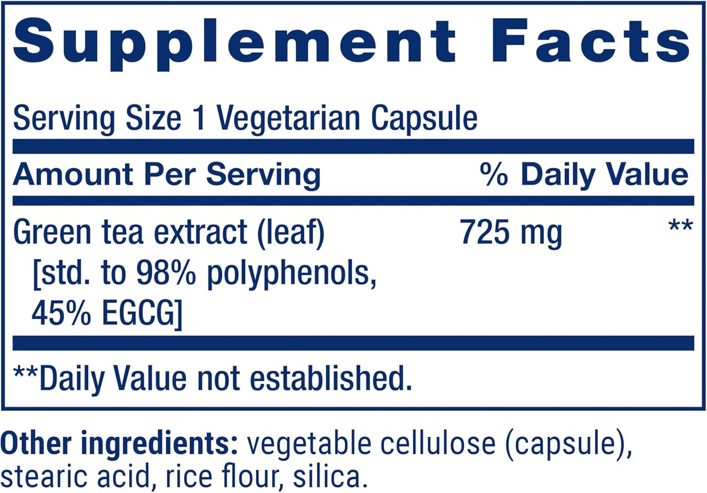 Lightly Caffeinated Mega Green Tea Extract Capsules - High EGCG Polyphenol Content, Gluten-Free, Non-GMO, Vegetarian - 100 Count