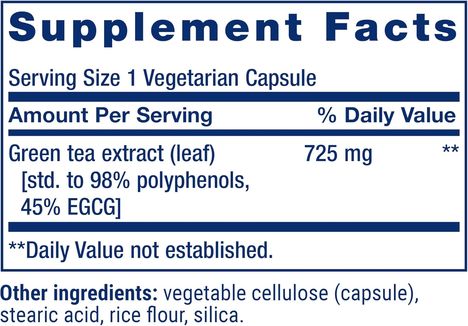 Lightly Caffeinated Mega Green Tea Extract Capsules - High EGCG Polyphenol Content, Gluten-Free, Non-GMO, Vegetarian - 100 Count