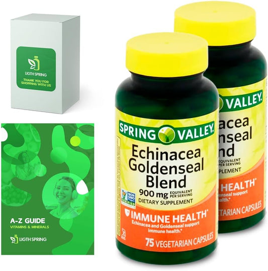 LightSpring Echinacea Goldenseal Blend Dietary Supplement + Vitamins & Minerals Bundle - 3 Items, 75 Ct, 900 mg - Better Health Guide