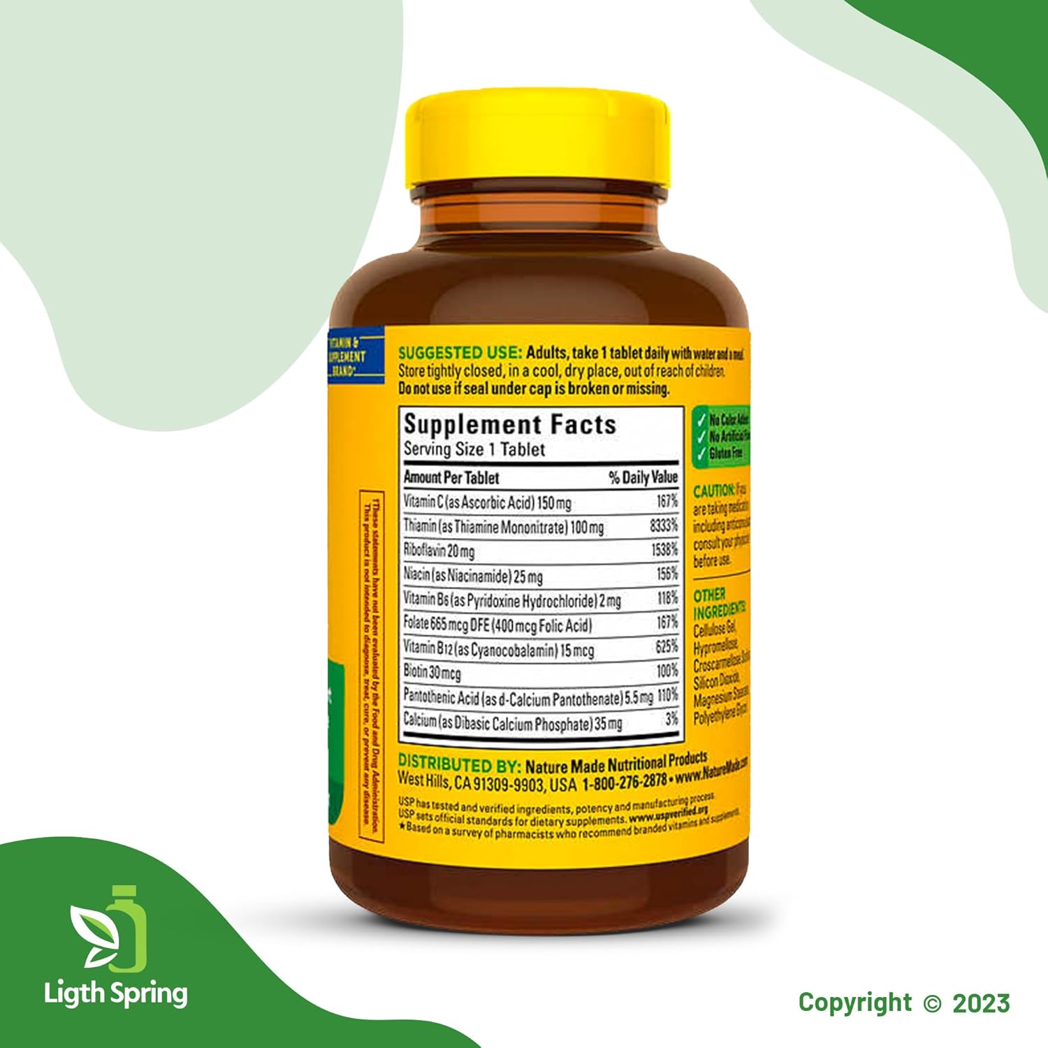 LightSpring Super B-Complex with Vitamin C, 460 Tablets - Complete A to Z Multivitamin & Mineral Supplement (2 Pack)