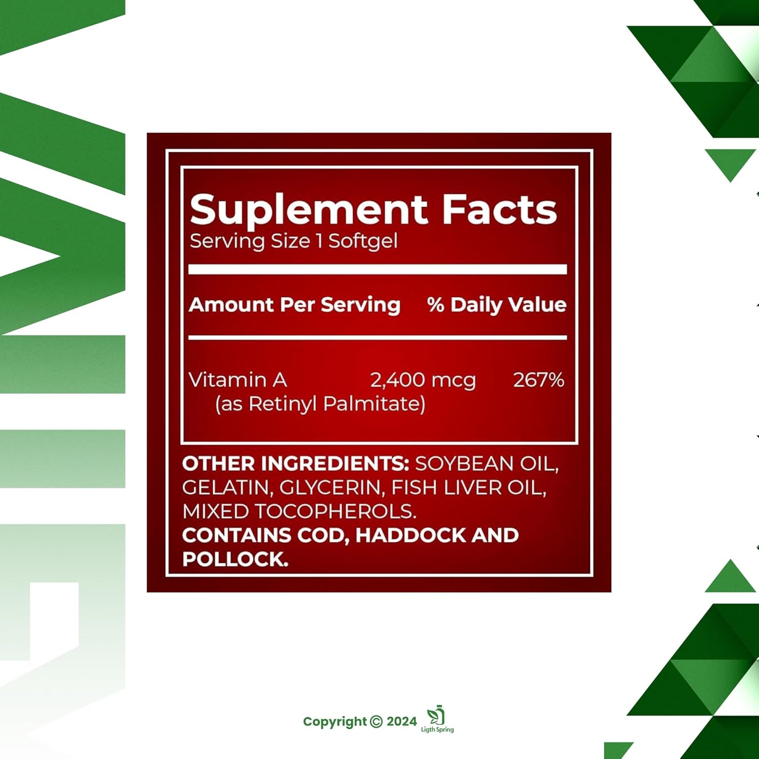 LightSpring Vitamin A Supplement 2400 mcg Softgels Bundle with Exclusive Vitamins & Minerals + Weekly Pill Organizer