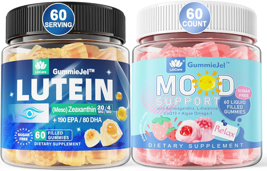 LILICARE Sugar-Free Lutein 20mg Zeaxanthin Gummies with Ashwagandha and Vegan Omega-3 for Adults