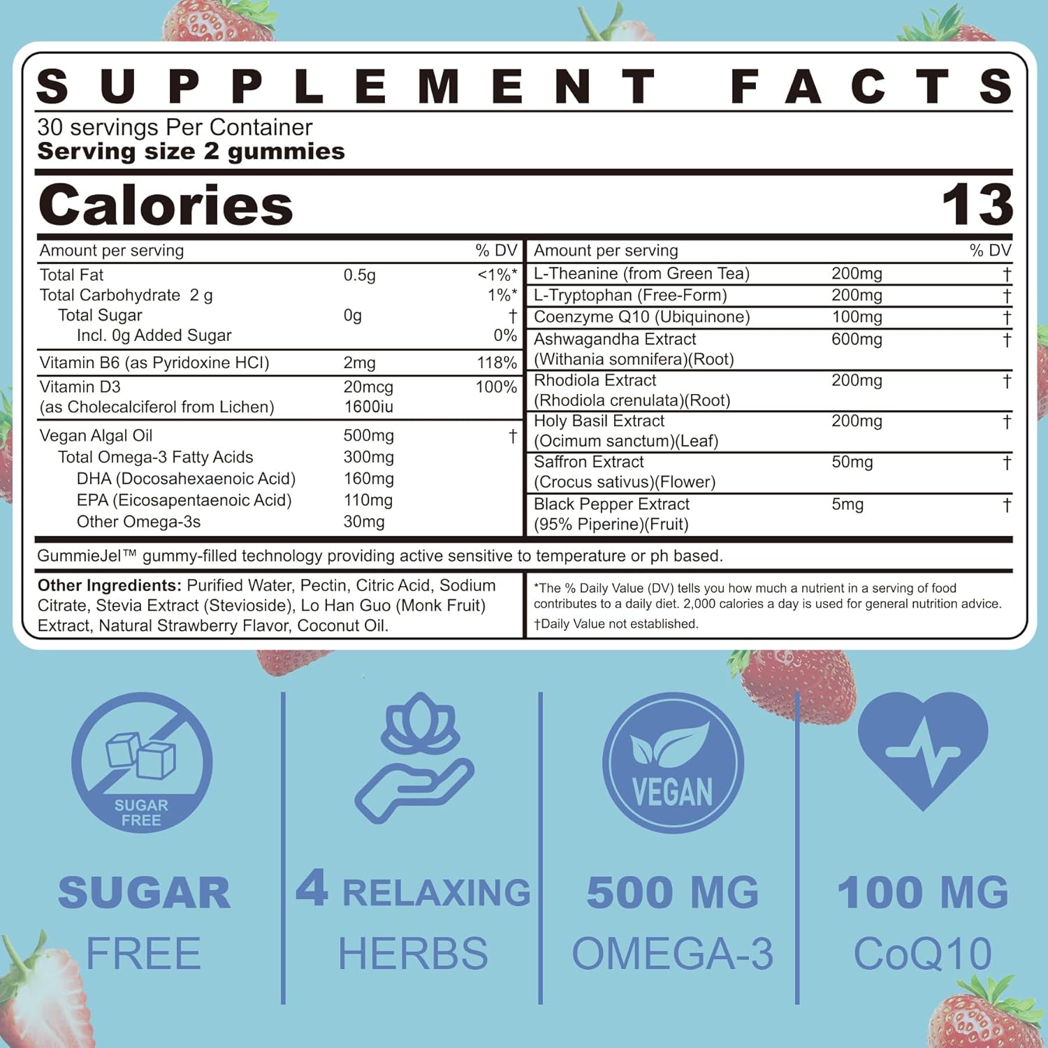 LILICARE Sugar-Free Lutein 20mg Zeaxanthin Gummies with Ashwagandha and Vegan Omega-3 for Adults