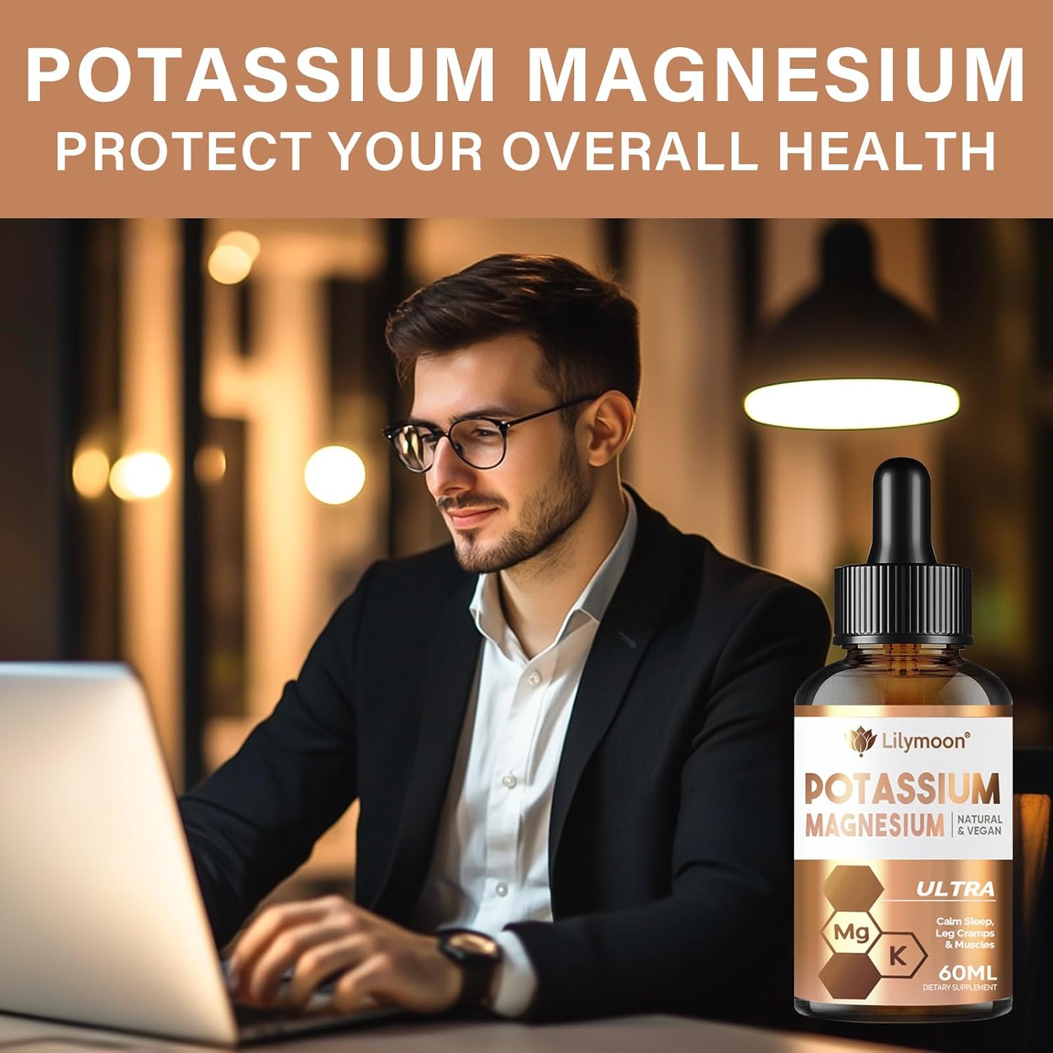 Lilymoon Potassium Magnesium Drops for Leg Cramps and Muscle Energy Boost, Promotes Relaxation and Overall Health