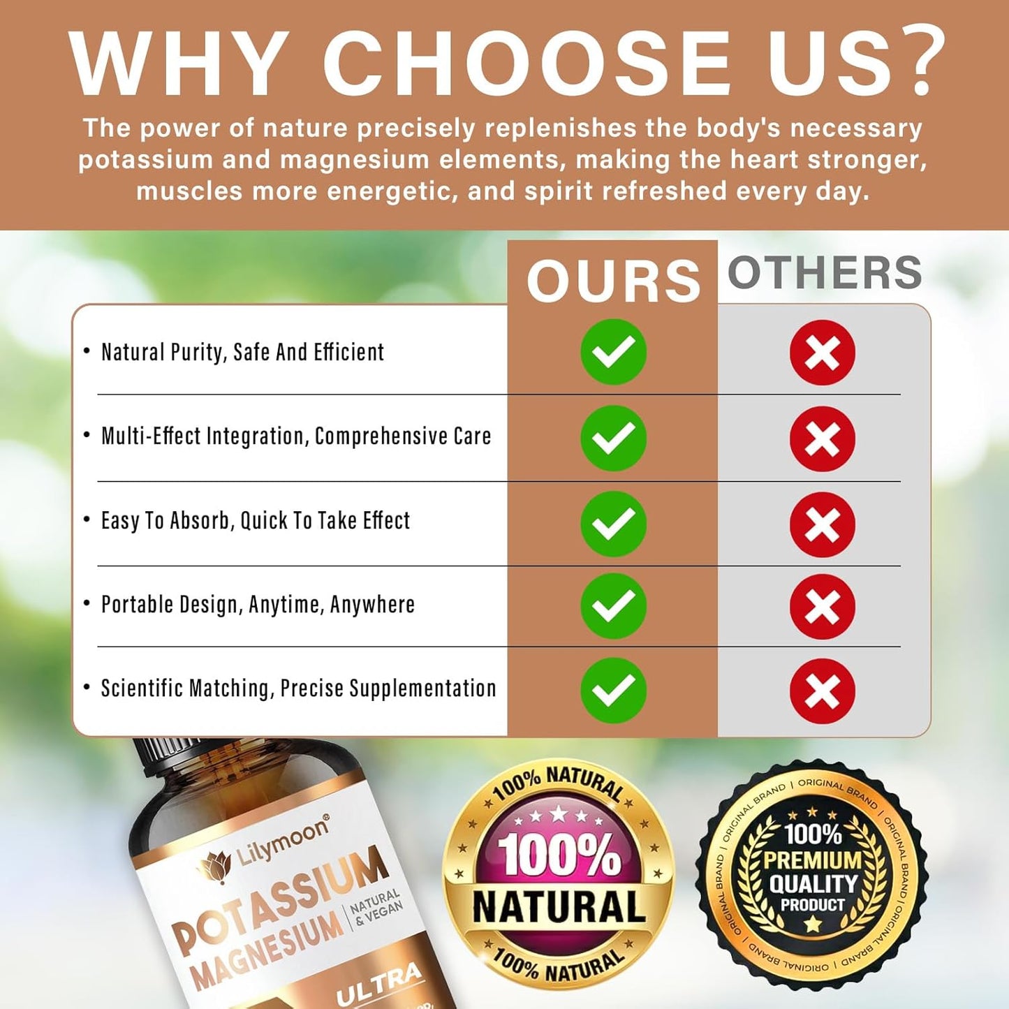 Lilymoon Potassium Magnesium Drops for Leg Cramps and Muscle Energy Boost, Promotes Relaxation and Overall Health