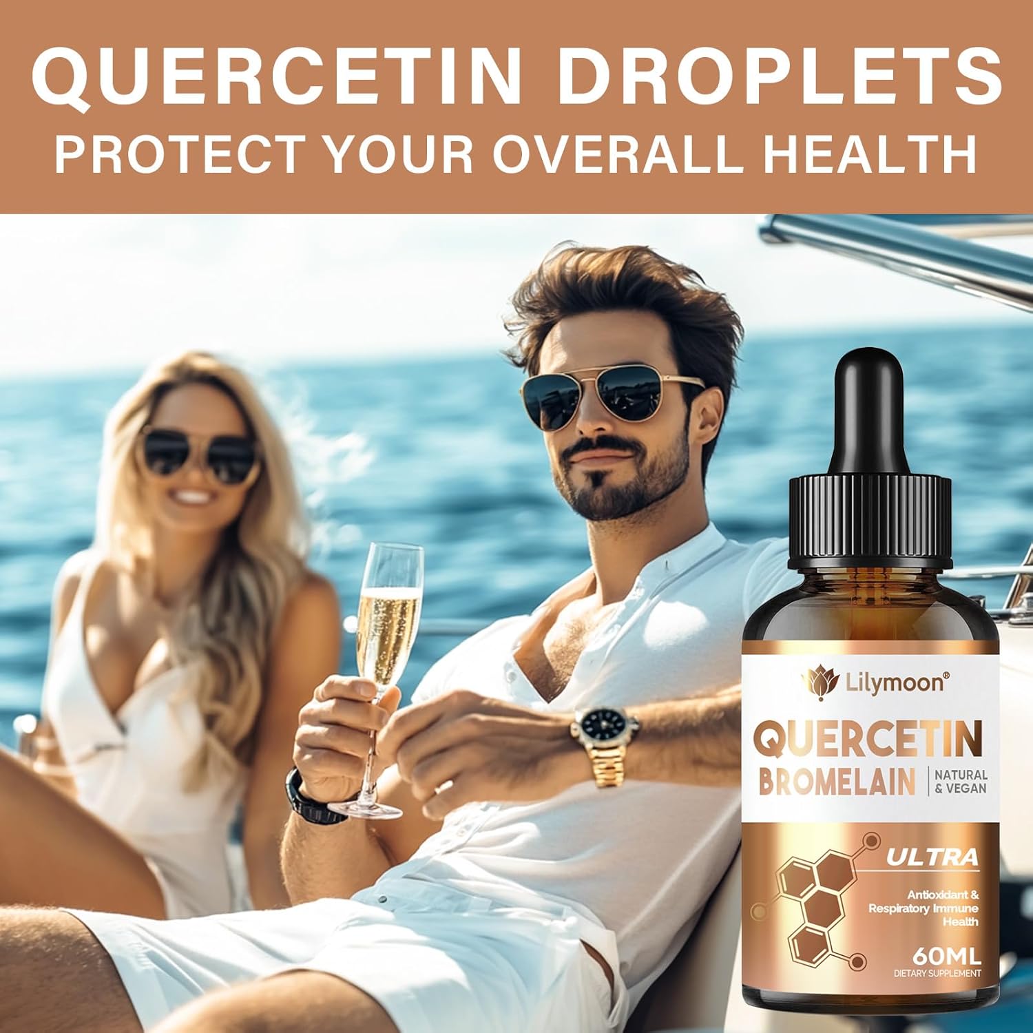 Lilymoon Quercetin Drops with Bromelain for Immune & Respiratory Health, Antioxidant Support, Natural Vegan Formula