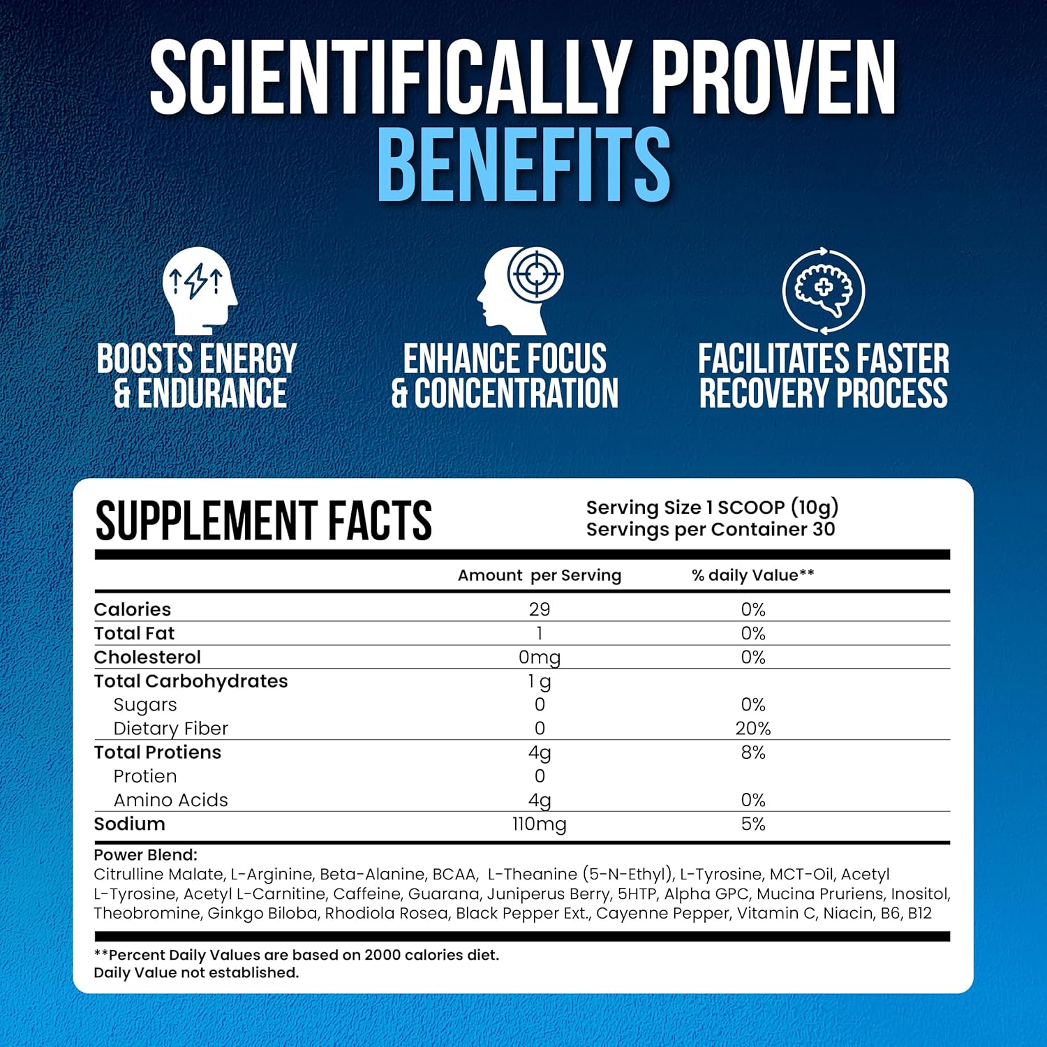 LIMITLESS X ONESHOT Blue Razz Pre Workout Powder - BCAAs Amino Acids Supplement with 200mg Caffeine, Beta Alanine, Citrulline Malate - 30 Servings for Men and Women