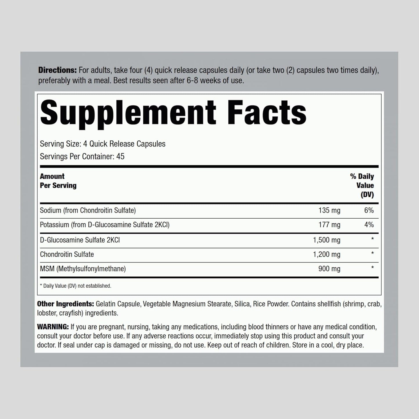 Lindberg Glucosamine Chondroitin MSM Capsules | 180 Count | Advanced Joint Support | Non-GMO, Gluten Free