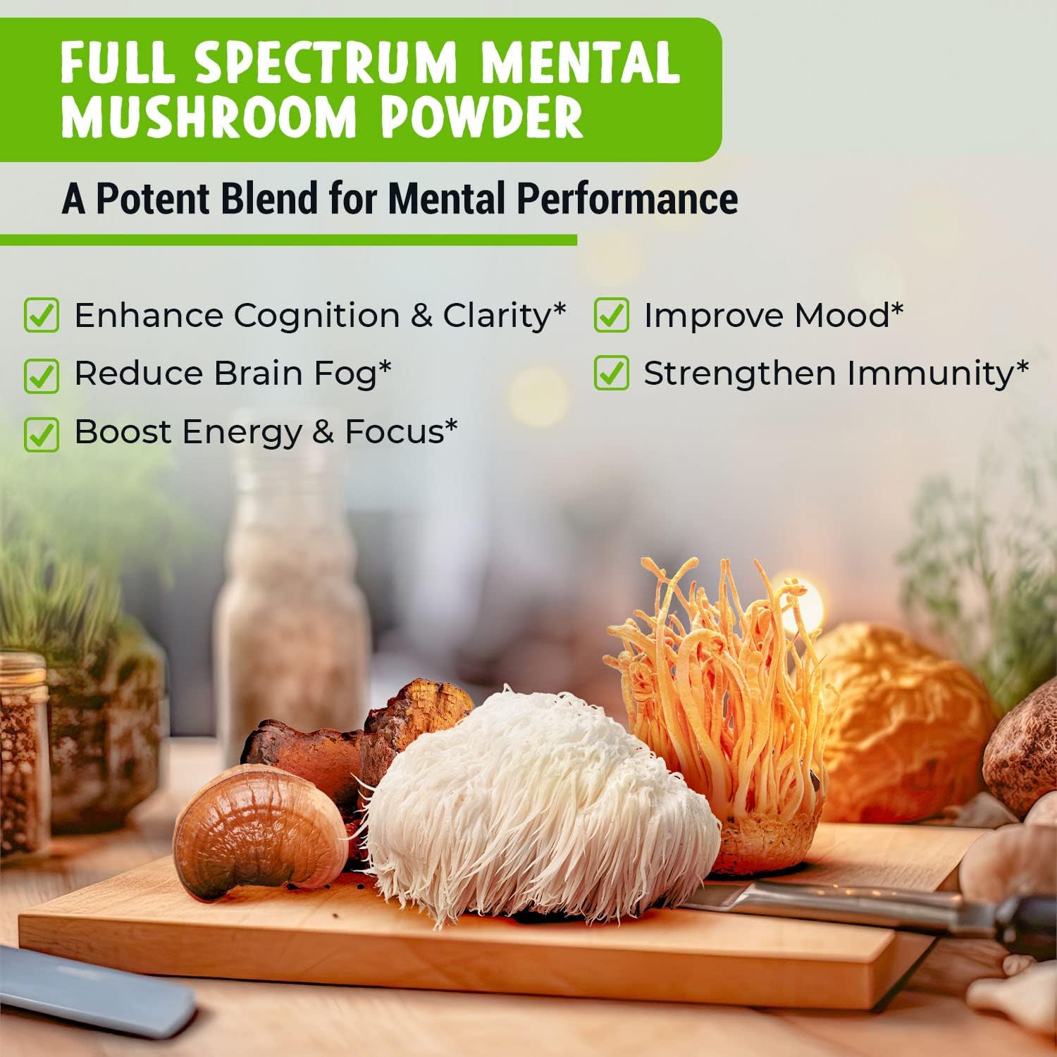 Lion's Mane Capsules and Mental Mushrooms Powder Bundle by Maju Superfoods