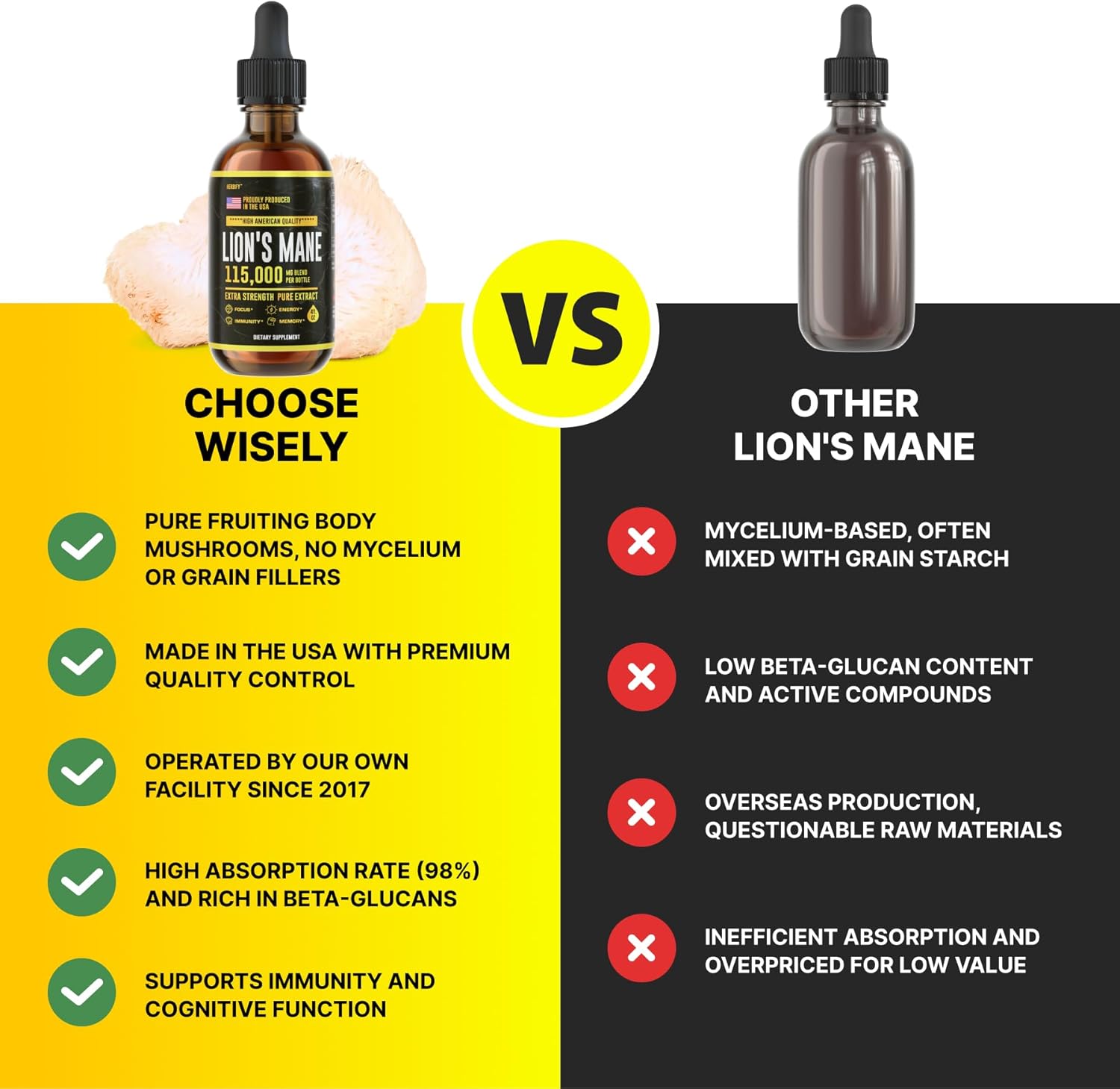 Lions Mane Drops & Licorice Root Extract Bundle for Brain Boost and Nervous Stomach Support by HERBIFY