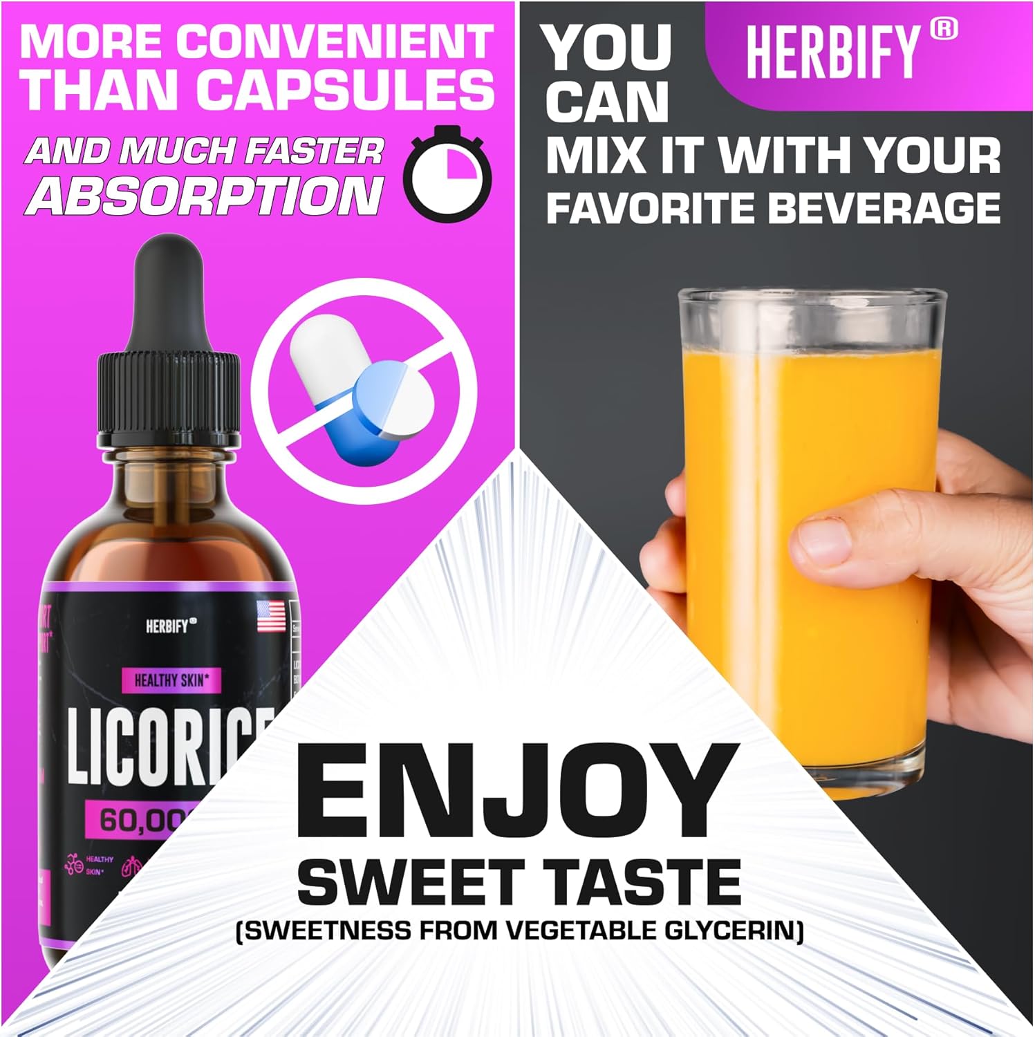 Lions Mane Drops & Licorice Root Extract Bundle for Brain Boost and Nervous Stomach Support by HERBIFY