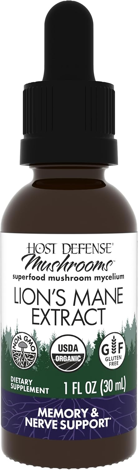 Lion's Mane Extract Supplement - Brain Health & Immune Support - Focus, Memory, & Nervous System Function - 1 fl oz