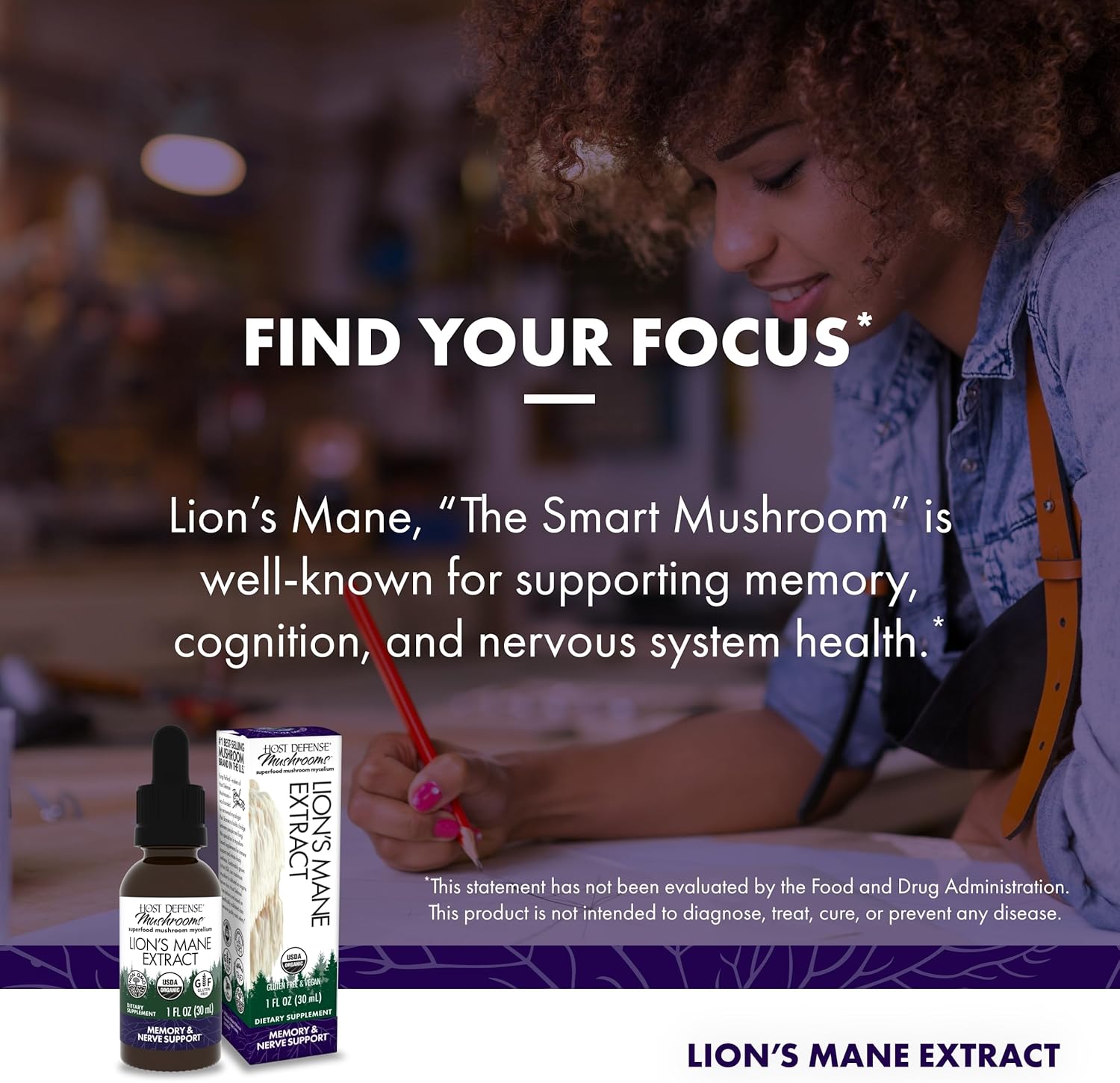 Lion's Mane Extract Supplement - Brain Health & Immune Support - Focus, Memory, & Nervous System Function - 1 fl oz